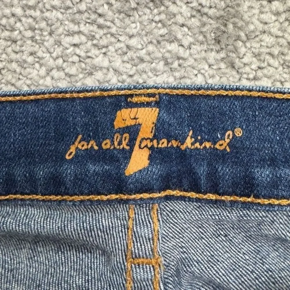 7 For All Mankind The Ankle Skinny Distressed Denim Jeans Womens 28 Blue Stretch